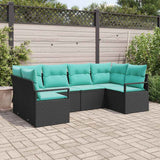 vidaXL Bankstel met kussen 6 pcs Bruin Poly Riet