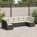 vidaXL Sofa Set with Cushions 7 pcs Black Poly Rattan
