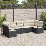 vidaXL Sofa Set with Cushions 7 pcs Black Poly Rattan