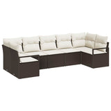 vidaXL Sofa Set with Cushions 7 pcs Black Poly Rattan