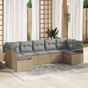 vidaXL Sofa Set with Cushions 7 pcs Black Poly Rattan