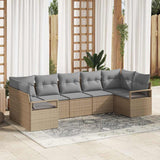 vidaXL Sofa Set with Cushions 7 pcs Black Poly Rattan