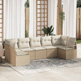 vidaXL Sofa Set with Cushions 7 pcs Black Poly Rattan