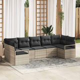 vidaXL Sofa Set with Cushions 7 pcs Black Poly Rattan