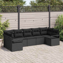 vidaXL Sofa Set with Cushions 7 pcs Black Poly Rattan
