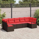 vidaXL Salon de jardin avec coussins 7 pcs Résine tressée Marron