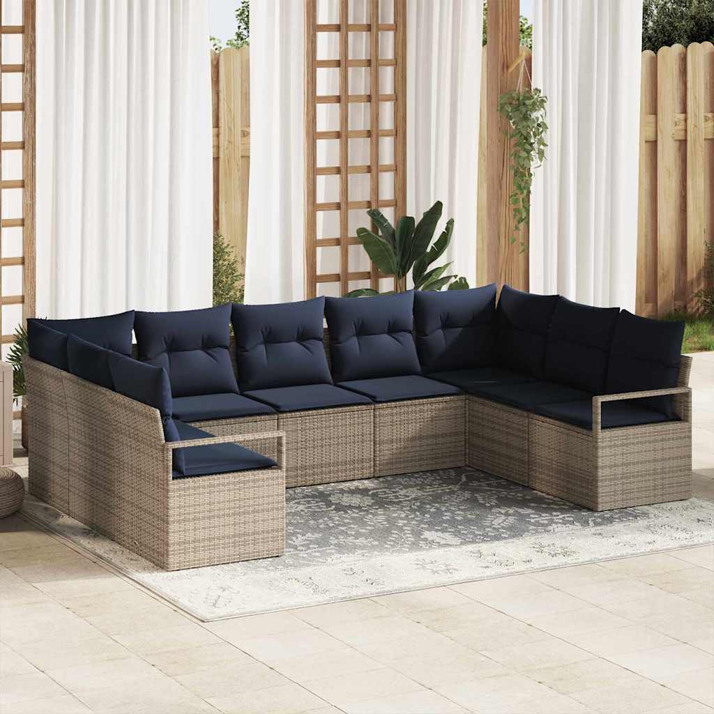 vidaXL Salon de jardin avec coussins 7 pcs Résine tressée Marron