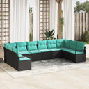 vidaXL Sofa Set with Cushions 10 pcs Brown Poly Rattan