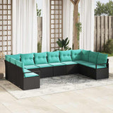 vidaXL Sofa Set with Cushions 10 pcs Brown Poly Rattan