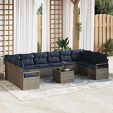 vidaXL Sofa Set with Cushions 10 pcs Brown Poly Rattan