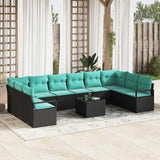 vidaXL Sofa Set with Cushions 10 pcs Brown Poly Rattan