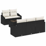 vidaXL Bankstel met kussen met kussen 6 pcs Zwart en Crème poly rattan