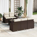 vidaXL Bankstel met kussen met kussen 6 pcs Zwart en Crème poly rattan