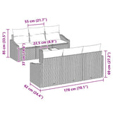 vidaXL Bankstel met kussen met kussen 7 pcs Zwart en Crème poly rattan
