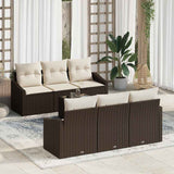 vidaXL Bankstel met kussen met kussen 7 pcs Zwart en Crème poly rattan
