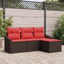 vidaXL Sofa Set with Cushions 4 pcs Black poly rattan