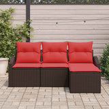 vidaXL Sofa Set with Cushions 4 pcs Black poly rattan