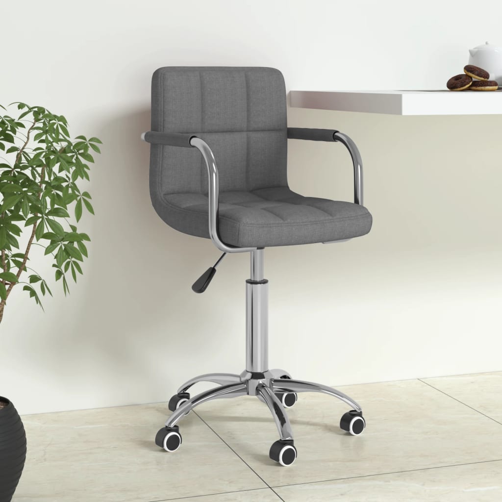 vidaXL Office Swivel Chair Fabric Light Grey