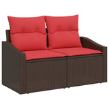 vidaXL Bankstel met kussen 4 pcs Zwart poly rattan