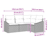 vidaXL Bankstel met kussen 4 pcs Zwart poly rattan