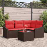 vidaXL Bankstel met kussen 4 pcs Zwart poly rattan