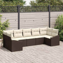 vidaXL Bankstel met kussen 7 pcs Zwart poly rattan