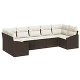 vidaXL Bankstel met kussen 7 pcs Zwart poly rattan