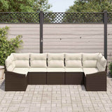vidaXL Bankstel met kussen 7 pcs Zwart poly rattan