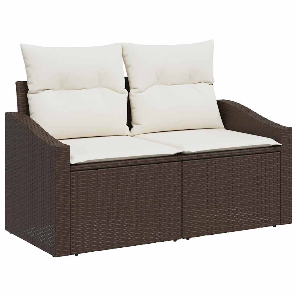vidaXL Bankstel met kussen 7 pcs Zwart poly rattan