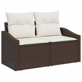 vidaXL Bankstel met kussen 7 pcs Zwart poly rattan
