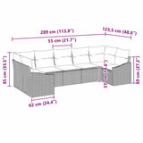 vidaXL Bankstel met kussen 7 pcs Zwart poly rattan