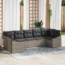 vidaXL Bankstel met kussen 7 pcs Zwart poly rattan