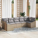 vidaXL Bankstel met kussen 7 pcs Zwart poly rattan