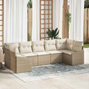 vidaXL Bankstel met kussen 7 pcs Zwart poly rattan