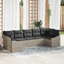 vidaXL Bankstel met kussen 7 pcs Zwart poly rattan