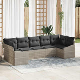 vidaXL Bankstel met kussen 7 pcs Zwart poly rattan