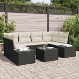 vidaXL Tuinbank Set met kussen 7 pcs Zwart poly rattan