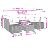 vidaXL Tuinbank Set met kussen 7 pcs Zwart poly rattan
