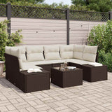 vidaXL Tuinbank Set met kussen 7 pcs Zwart poly rattan