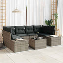 vidaXL Tuinbank Set met kussen 7 pcs Zwart poly rattan