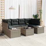 vidaXL Tuinbank Set met kussen 7 pcs Zwart poly rattan