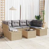 vidaXL Tuinbank Set met kussen 7 pcs Zwart poly rattan