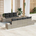 vidaXL Tuinbank Set met kussen 8 pcs Zwart poly rattan