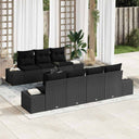 vidaXL Tuinbank Set met kussen 8 pcs Zwart poly rattan
