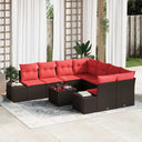 vidaXL Garden Sofa Set with Cushions 9 pcs Brown poly rattan