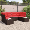 vidaXL Tuinbank Set met kussen 6 pcs Bruin poly rattan