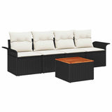 vidaXL Garden Sofa Set with cushions 5 pcs Black poly rattan
