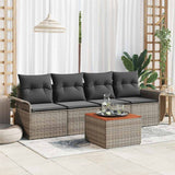 vidaXL Garden Sofa Set with cushions 5 pcs Black poly rattan