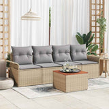 vidaXL Garden Sofa Set with cushions 5 pcs Black poly rattan