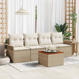 vidaXL Garden Sofa Set with cushions 5 pcs Black poly rattan